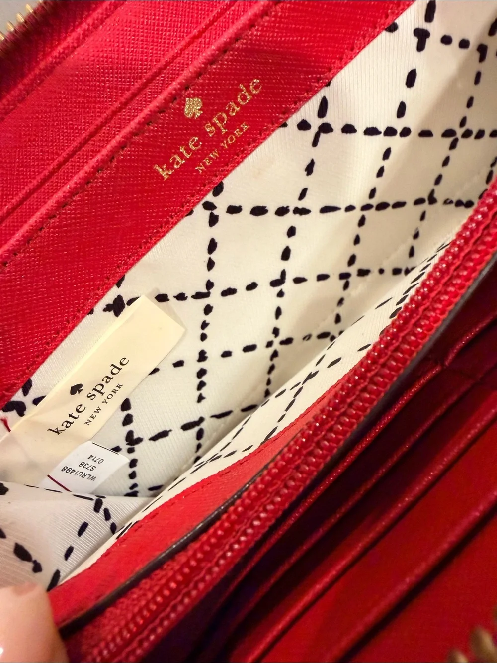 kate spade Red Zip Wallet with Gold Logo